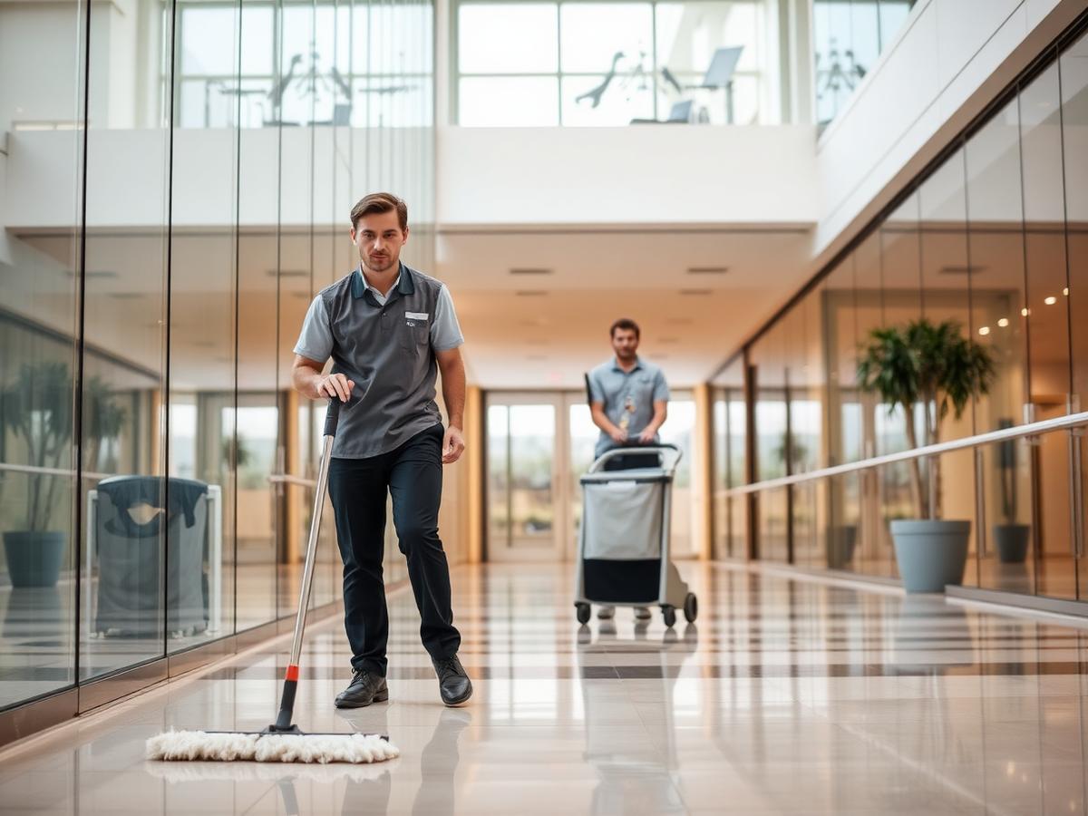Personal de limpieza en oficinas corporativas